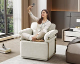 360 Degree Square Swivel Accent Sofa Chair,Fluffy Fabric Lounge Wide Upholstered Reading Chair with W2012P319072