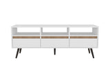 TV Stand, 3 Drawers, 3 Shelves, White / Natural Oak B097P262374