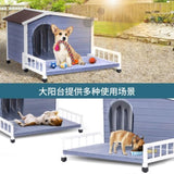 Large Wooden Dog Indoor Outdoor with Terrace and Open Waterproof Asphalt Roof, Outdoor Dog W142770004