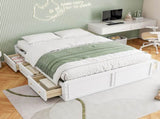 Wood Queen Size Platform Bed Frame with 6 Drawers, White 07431345