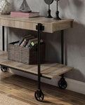 ZUN Industrial Style 1pc Sofa Table Natural Tone Slat Design Console Table Open Bottom Shelf Living Room B011P214571