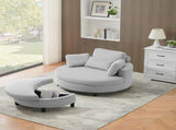 51-inch gray corduroy sofa with two throw pillows and a waist pillow with an extra tray for W1658P143717