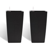 Square Planter for Indoor or Outdoor Use, 22-Inch High Faux Rattan Design Planter with Automatic W3213P311468