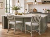 Set of 2 Counter Height Dining Chairs Upholstered Seat Solid Wood Frame Farmhouse Bar Stools with B2770P509606