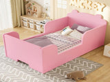 Toddler Floor Bed Frame, Cot Bed for Boys and Girls Ages 3-6, Bear Shape Toddler Bed, Pink W1580P373260