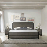 Ioana Antique Grey Finish 3-Piece Wood Bed Room Set, King Size Bed and Two Nightstands T2574P202572