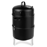 ZUN Vertical Steel Charcoal Smoker, Heavy Duty Double Layer Round BBQ Grill for Outdoor Cooking, Black 53758483