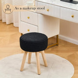Round Ottoman Multifunctional Cotton Knitted Vanity Stool Footrest Stool for Living Room Entryway 96616631