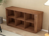6 Cube Storage Bookcase, 40" Wide Low Horizontal Book Shelf with Curved Edge, Wood Floor Standing W2641P460042