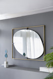 30x1x40" Poppy Mirror with Gold Metal Frame Contemporary Design Decor for Bathroom, Entryway W2078124325