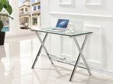 Glass Computer Desk, Transparent Tempered Glass Laptop Table with Rounded Edges Desks, Sofa Table W1718P303836