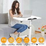 Mobile Standing Desk, Height Adjustable Rolling Laptop Table, 90 Tiltable Overbed Bedside Table, 10986840