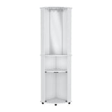 ZUN Chicago 75" H Mirrored Corner Bar Cabinet, With Glass Doors, Two Shelves and Stemware White B200P240239