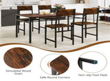 4 PCS Industrial Dining Chairs, 330LBS Capacity Metal Frame Kitchen Side Chairs, Rustic Brown 73246586