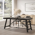 ZUN Homeros Solid Wood Top Metal Base Dining Table 57239.00BLK
