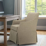 London Upholstered Skirted Dining Arm Chair with Hidden Casters Beige B035P341170
