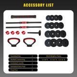 90LB 4-in-1 Adjustable Dumbbell Set Converts to Barbell, Kettlebell & Push-Up Stands w/ T3772P351245