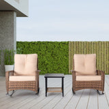 Rattan rocking chair with sparse backrest, brown rattan, beige cushion 01872444