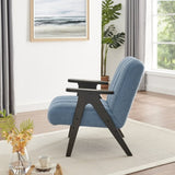 Rella Modern Teddy Sherpa Accent Chair with Espresso Wood Frame T2574P241336