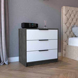 Kaia 3 Drawers Dresser, Superior Top -Smokey Oak / White B20092022