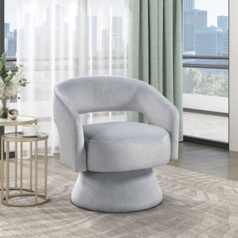 ZUN Modern Luxury Swivel Accent Chair 1pc Gray Velvet Upholstery Solid Wood Stylish Home Furniture B011P283813