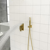 Dual Shower Head - 12 Inch Wall Mounted Square Shower System with Rough-in Valve,Gold W1243132137