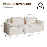 No Installation&Convertible Living room foam sofa chair Loveseat Twin Size with Armrests Removable W2733P183934
