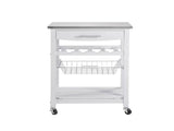 Mobile Rolling Kitchen Island Cart with Stainless Steel Top, Kitchen Trolley with Drawer, Slide-Out 20816904