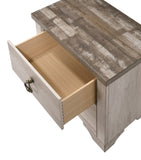 1pc Cottage Style Distressed 2 Drawer Nightstand Driftwood Finish Contrasting Weathered Brown Top B2741P353777