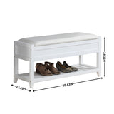 ZUN Rouen Seating Bench with Shoe Storage, White T2574P164221