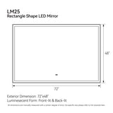 72"x48" Modern LED Smart Mirror Bathroom Mirror, Front Lit & Back Lit With 3 Color Adjustable, 72810326