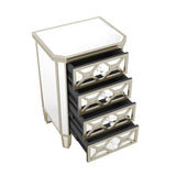 ZUN Elegant Mirrored 4-Drawer Chest with Golden Lines Storage Cabinet for Living Room, Hallway, Entryway WF302317AAN