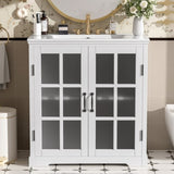 30" Modern Bathroom Vanity with Ceramic Sink, Bathroom Vanity Cabinet with Tempered Blurred Glass N817P279904W