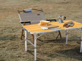 3ft Aluminum Alloy Folding Table wood grain color 07929518