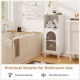 White Bathroom Floor Cabinet Wood Side Storage Organizer with Adjustable Shelf Bathroom Storage, 46360807