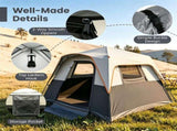 Gray Light-Blocking Outdoor Cabin Tent, Large 9x9ft Interior Windproof Rainfly Tent with Carry Bag 56119621