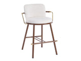 Chaya Indoor Upholstered Bar Stool with Metal Frame, Walnut Finished and Beige Upholstery, Set of 2 N775P340830B