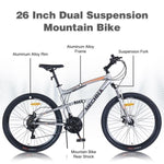 ZUN 26 inch Mountain Bike 21-Speed Dual Suspension Aluminum Alloy Frame For Men and Women's Bike W1019P179707