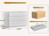 Handleless Grille-Finished 3-Drawer Bedside Table P2 Particleboard MDF & Melamine Veneer 18086722