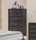 1pc Contemporary Dark Wood Grain Finish Metal Knobs Storage Drawers Tall Chest Wooden Gray B2741P325738