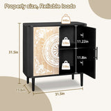 Pattern Carving, High Feet, Oval Tabletop, Curved Side Frame, Door Panel MDF Spray Paint, Cabinet 94038346