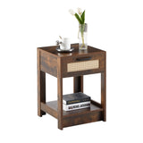 15.75" Rattan End table with drawer, Modern nightstand, side table for living room, bedroom,Rustic W126573109