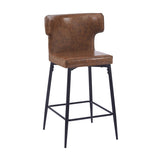 ZUN 28inch Counter Height Bar Stools Set of 2, Modern Bar Upholstered Chairs with PU Leather, Metal N762P199304D