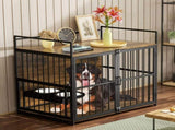 Furniture Style Large Dog Crate with 360&deg & Adjustable Raised Feeder for Dogs 48" T3210P294078