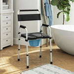 ZUN Black multi-functional portable toilet chair with adjustable height 48179906