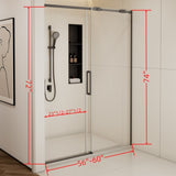 56-60"W x74"H Semi-Frame Single Sliding Shower Door,304 Stainless Steelin Matted black finish,5/16" W2965P277288