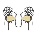 Cast Aluminum Patio Dining Chair 2PCS With Black Frame and Cushions In Random Colors W1710P166005