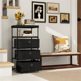3-Drawer Fabric Storage Cabinet - Removable Foldable Drawers, Industrial Wood Top, Metal Frame with 51249504