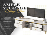 Modern TV Stand for TVs up to 80 Inches, Entertainment Center with 4 Drawers and 1 Cabinet, Wood TV 38254875
