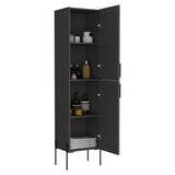 Hagi 71" Tall Four-Tier Shelf One-Door Linen Shaker Cabinet B200P235875